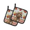 Brown Portuguese Water Dog Vegetables Pair of Pot Holders Pair 7.5x7.5 Quilted Insulated Hot Pads Decorative Kitchen Gift Made in USA
