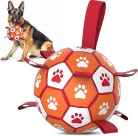 Diman Dog Soccer Balls Toys: Dog Balls with Straps for Indoor Outdoor Play, Pet Toys Balls for Small Medium, Doggie Birthday Gift, Interactive Pet Toy