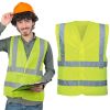 Yellow High Visibility Safety Vests, X-Large. Pack of 25 Polyester Reflective Vest for Women with Silver Reflective Strips, Hook and Loop Closure. 120