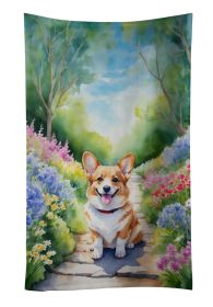 Corgi Spring Path Kitchen Towel Dish Cloths Guest Hand Towel Decorative Bathroom Towel for Face,Tea, Dishcloth, Kitchen and Bath