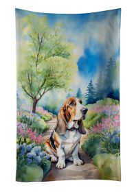 Basset Hound Spring Garden Kitchen Towel Dish Cloths Guest Hand Towel Decorative Bathroom Towel for Face,Tea, Dishcloth, Kitchen and Bath