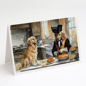 Golden Retriever Fall Kitchen Pumpkins Greeting Cards Pack of 8 Blank Cards with Envelopes Whimsical A7 Size 5x7 Blank Note Cards