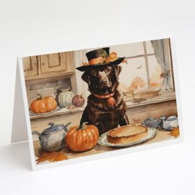 Chocolate Lab Fall Kitchen Pumpkins Greeting Cards Pack of 8 Blank Cards with Envelopes Whimsical A7 Size 5x7 Blank Note Cards