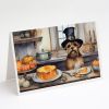 Border Terrier Fall Kitchen Pumpkins Greeting Cards Pack of 8 Blank Cards with Envelopes Whimsical A7 Size 5x7 Blank Note Cards