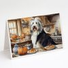 Bearded Collie Fall Kitchen Pumpkins Greeting Cards Pack of 8 Blank Cards with Envelopes Whimsical A7 Size 5x7 Blank Note Cards
