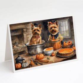 Norwich Terrier Fall Kitchen Pumpkins Greeting Cards Pack of 8 Blank Cards with Envelopes Whimsical A7 Size 5x7 Blank Note Cards