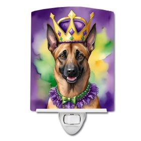 NEW Belgian Malinois King of Mardi Gras Ceramic Night Light Compact, UL-Certified, Ideal for Bedroom, Bathroom, Nursery, Hallway, Kitchen, 6x4x3, Mult