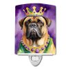 NEW Bullmastiff King of Mardi Gras Ceramic Night Light Compact, UL-Certified, Ideal for Bedroom, Bathroom, Nursery, Hallway, Kitchen, 6x4x3, Multicolo