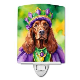 NEW Irish Setter King of Mardi Gras Ceramic Night Light Compact, UL-Certified, Ideal for Bedroom, Bathroom, Nursery, Hallway, Kitchen, 6x4x3, Multicol