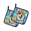 Alaskan Malamute Hippie Dawg Pair of Pot Holders Kitchen Heat Resistant Pot Holders Sets Oven Hot Pads for Cooking Baking BBQ, 7 1/2 x 7 1/2