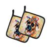 Boxer Hippie Dawg Pair of Pot Holders Kitchen Heat Resistant Pot Holders Sets Oven Hot Pads for Cooking Baking BBQ, 7 1/2 x 7 1/2