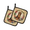 Otterhound and Flowers Pair of Pot Holders Kitchen Heat Resistant Pot Holders Sets Oven Hot Pads for Cooking Baking BBQ, 7 1/2 x 7 1/2