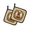 Norfolk Terrier and Flowers Pair of Pot Holders Kitchen Heat Resistant Pot Holders Sets Oven Hot Pads for Cooking Baking BBQ, 7 1/2 x 7 1/2