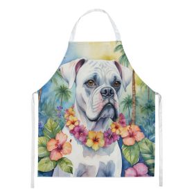 White Boxer Luau Apron Cooking Kitchen Server Baking Crafts Gardening for Adult Women Men, Unisex, Large, Multicolor