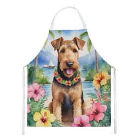 Airedale Terrier Luau Apron Cooking Kitchen Server Baking Crafts Gardening for Adult Women Men, Unisex, Large, Multicolor