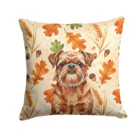Red Brussels Griffon Heirloom Fall Throw Pillow Decorative Indoor Outdoor Accent Cushion for Couch, Bed or Patio, 14Hx14W