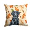 Black Flat-Coated Retriever Heirloom Fall Throw Pillow Decorative Indoor Outdoor Accent Cushion for Couch, Bed or Patio, 14Hx14W