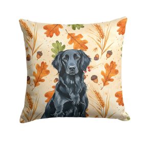 Black Flat-Coated Retriever Heirloom Fall Throw Pillow Decorative Indoor Outdoor Accent Cushion for Couch, Bed or Patio, 14Hx14W