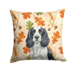 Black and White English Springer Spaniel Heirloom Fall Throw Pillow Decorative Indoor Outdoor Accent Cushion for Couch, Bed or Patio, 14Hx14W