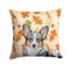 Blue Merle Cardigan Welsh Corgi Heirloom Fall Throw Pillow Decorative Indoor Outdoor Accent Cushion for Couch, Bed or Patio, 14Hx14W