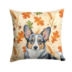 Blue Merle Cardigan Welsh Corgi Heirloom Fall Throw Pillow Decorative Indoor Outdoor Accent Cushion for Couch, Bed or Patio, 14Hx14W