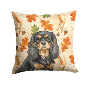 Black and Tan Cavalier Spaniel Heirloom Fall Throw Pillow Decorative Indoor Outdoor Accent Cushion for Couch, Bed or Patio, 14Hx14W