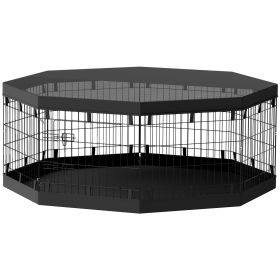 8 Panels Foldable Dog Playpen with Bottom Pad & Top Cover, 24" High