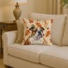 Brindle and White English Bulldog Heirloom Fall Throw Pillow Decorative Indoor Outdoor Accent Cushion for Couch, Bed or Patio, 14Hx14W