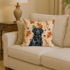 Black Flat-Coated Retriever Heirloom Fall Throw Pillow Decorative Indoor Outdoor Accent Cushion for Couch, Bed or Patio, 14Hx14W