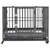 Dog Cage Black and Silver Steel with silver spray painting Large