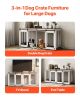 VEVOR 72" Dog Crate Furniture for 2 Dogs, Double Dog Crate Furniture with Double Sliding Doors, Large Dog Crate TV Stand with Removable Tray