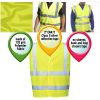 Yellow High Visibility Safety Vests, X-Large. Pack of 25 Polyester Reflective Vest for Women with Silver Reflective Strips, Hook and Loop Closure. 120
