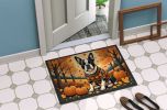 NEW Boston Terrier Fall Doormat Front Door Mat Indoor Outdoor Rugs for Entryway, Non Slip Washable Low Pile, 18H X 27W