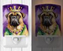 NEW Bullmastiff King of Mardi Gras Ceramic Night Light Compact, UL-Certified, Ideal for Bedroom, Bathroom, Nursery, Hallway, Kitchen, 6x4x3, Multicolo