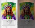 NEW Irish Setter King of Mardi Gras Ceramic Night Light Compact, UL-Certified, Ideal for Bedroom, Bathroom, Nursery, Hallway, Kitchen, 6x4x3, Multicol
