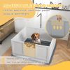 Puppy Whelping Box with Adjustable Door Pee Pad Pig Rail for Breeds Small to Large 41x39
