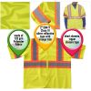 Yellow High Visibility Safety Vests, Large. Pack of 25 Polyester Reflective Vest for Women with Silver Reflective Strips, Zipper Closure. 120 GSM Refl