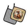 Rhodesian Ridgeback and Flowers Pair of Pot Holders Kitchen Heat Resistant Pot Holders Sets Oven Hot Pads for Cooking Baking BBQ, 7 1/2 x 7 1/2