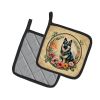 Norwegian Elkhound and Flowers Pair of Pot Holders Kitchen Heat Resistant Pot Holders Sets Oven Hot Pads for Cooking Baking BBQ, 7 1/2 x 7 1/2