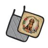 Otterhound and Flowers Pair of Pot Holders Kitchen Heat Resistant Pot Holders Sets Oven Hot Pads for Cooking Baking BBQ, 7 1/2 x 7 1/2