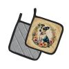 Jack Russell Terrier and Flowers Pair of Pot Holders Kitchen Heat Resistant Pot Holders Sets Oven Hot Pads for Cooking Baking BBQ, 7 1/2 x 7 1/2