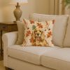 Golden English Cocker Spaniel Heirloom Fall Throw Pillow Decorative Indoor Outdoor Accent Cushion for Couch, Bed or Patio, 14Hx14W