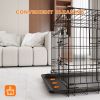 Dog Crate, 36 Inch Medium Dog Cage with Divider and Plastic Leak-Proof Pan Tray, Double Door Folding Metal Wire Cage for Indoor, Outdoor, and Travel,