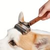 Double Sided Pet Grooming Brush - Efficient Shedding and Dematting Tool with Slicker Brush, Stainless Steel Pins, and Dematting Comb - Ergonomic Woode