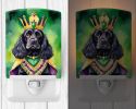 NEW Cocker Spaniel King of Mardi Gras Ceramic Night Light Compact, UL-Certified, Ideal for Bedroom, Bathroom, Nursery, Hallway, Kitchen, 6x4x3, Multic