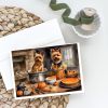 Norwich Terrier Fall Kitchen Pumpkins Greeting Cards Pack of 8 Blank Cards with Envelopes Whimsical A7 Size 5x7 Blank Note Cards