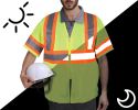 Yellow High Visibility Safety Vests, Large. Pack of 25 Polyester Reflective Vest for Women with Silver Reflective Strips, Zipper Closure. 120 GSM Refl