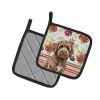 Brown Portuguese Water Dog Vegetables Pair of Pot Holders Pair 7.5x7.5 Quilted Insulated Hot Pads Decorative Kitchen Gift Made in USA