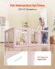 Dog Whelping Box with Window Transparent Playpen for Medium Dog 60x39x23 in