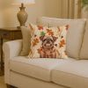 Red Brussels Griffon Heirloom Fall Throw Pillow Decorative Indoor Outdoor Accent Cushion for Couch, Bed or Patio, 14Hx14W